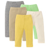 U.Nikaka Unisex Baby Newborn 5-Pack Pants In Gray Brown Beige Green And Yellow,0-6 Months