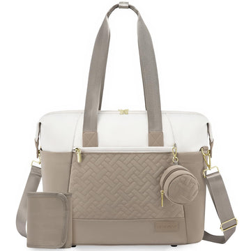 Lovevook Diaper Bag Tote, Large Baby Tote Bag, Travel Diaper Tote For Mom And Dad With Changing Pad And First Aid Bag, Khaki/Bei