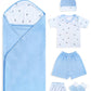 RATIVE The 6-Giftsets for 0-3 Months Newborn Essentials Must Haves Baby Towel with Hood Mittens Cap Booties Shirt and Shorts (Bl