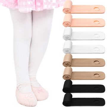 Janmercy 8 Pairs Girls Ballet Tights Dance Tights Bulk Convertible Footless Tights For Toddler Girls Dancing Classes(Black, Whit