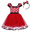 Ibtom Castle Toddlers Girls' Polka Dots Christmas Birthday Princess Leotard Costume Tutu Dress Up Bows Ears Headband Red+ 3D Ear