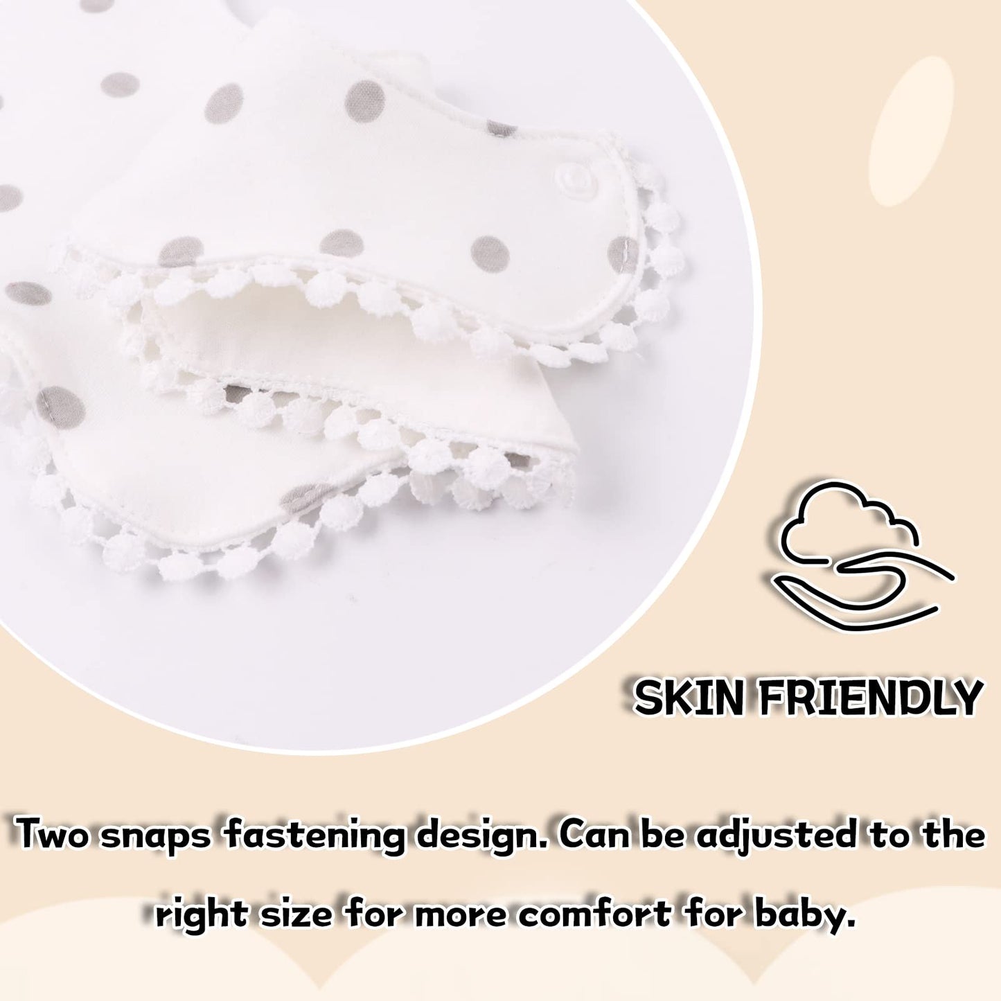 Bamery Baby Bandana Bibs White Cotton Drool Bibs For Drooling And Teething Absorbent For Boy Girl (Star+Dot+Snow)