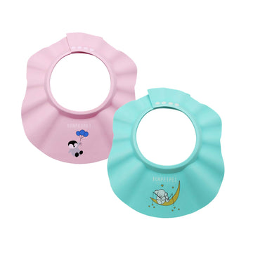 Bonpeipei Baby Shower Shampoo Cap 2Pcs Adjustable Safety Eva Bath Visor Waterproof Soft Hair Washing Guard Accessories Bathing H
