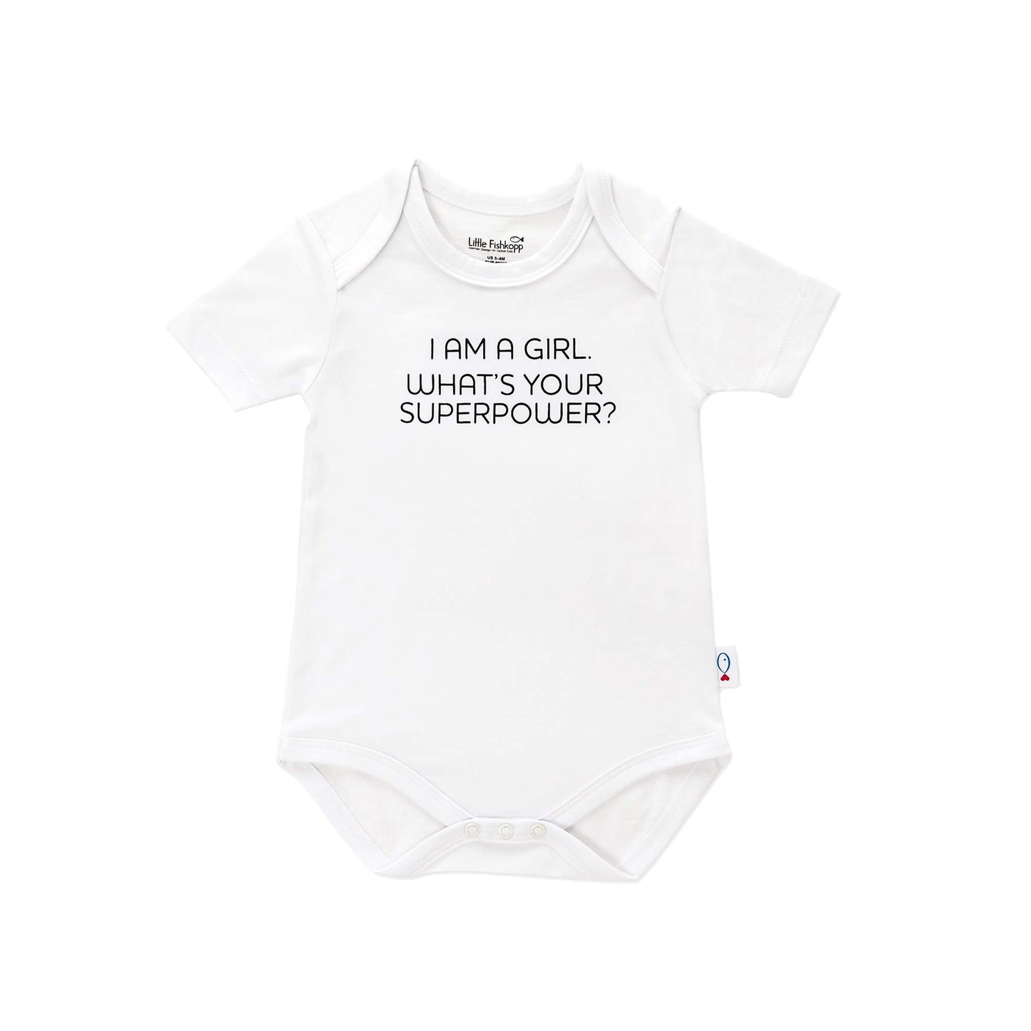 Little Fishkopp Organic Cotton Short Sleeve Graphic Baby Bodysuit | Girl | 0-3 Months
