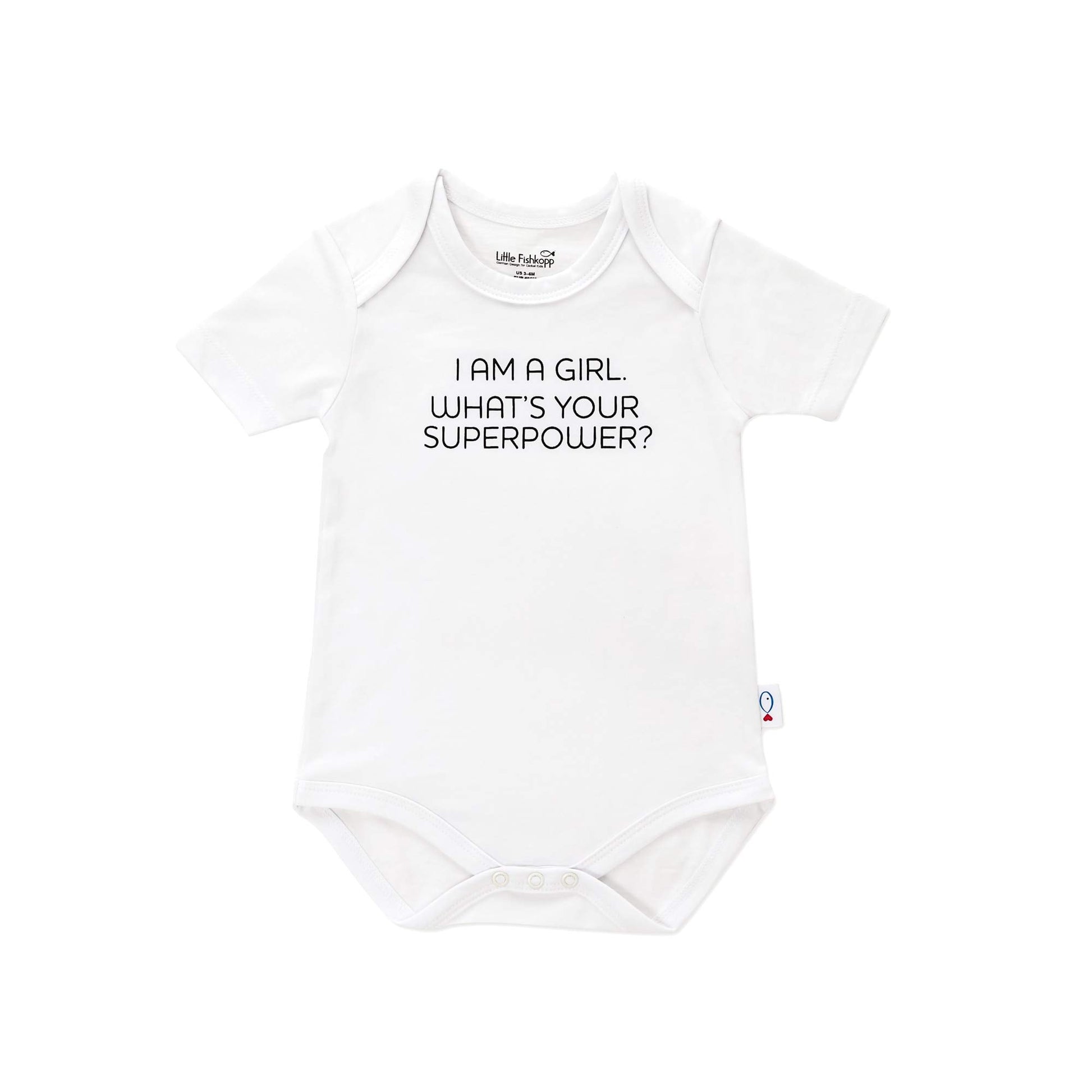 Little Fishkopp Organic Cotton Short Sleeve Graphic Baby Bodysuit | Girl | 0-3 Months
