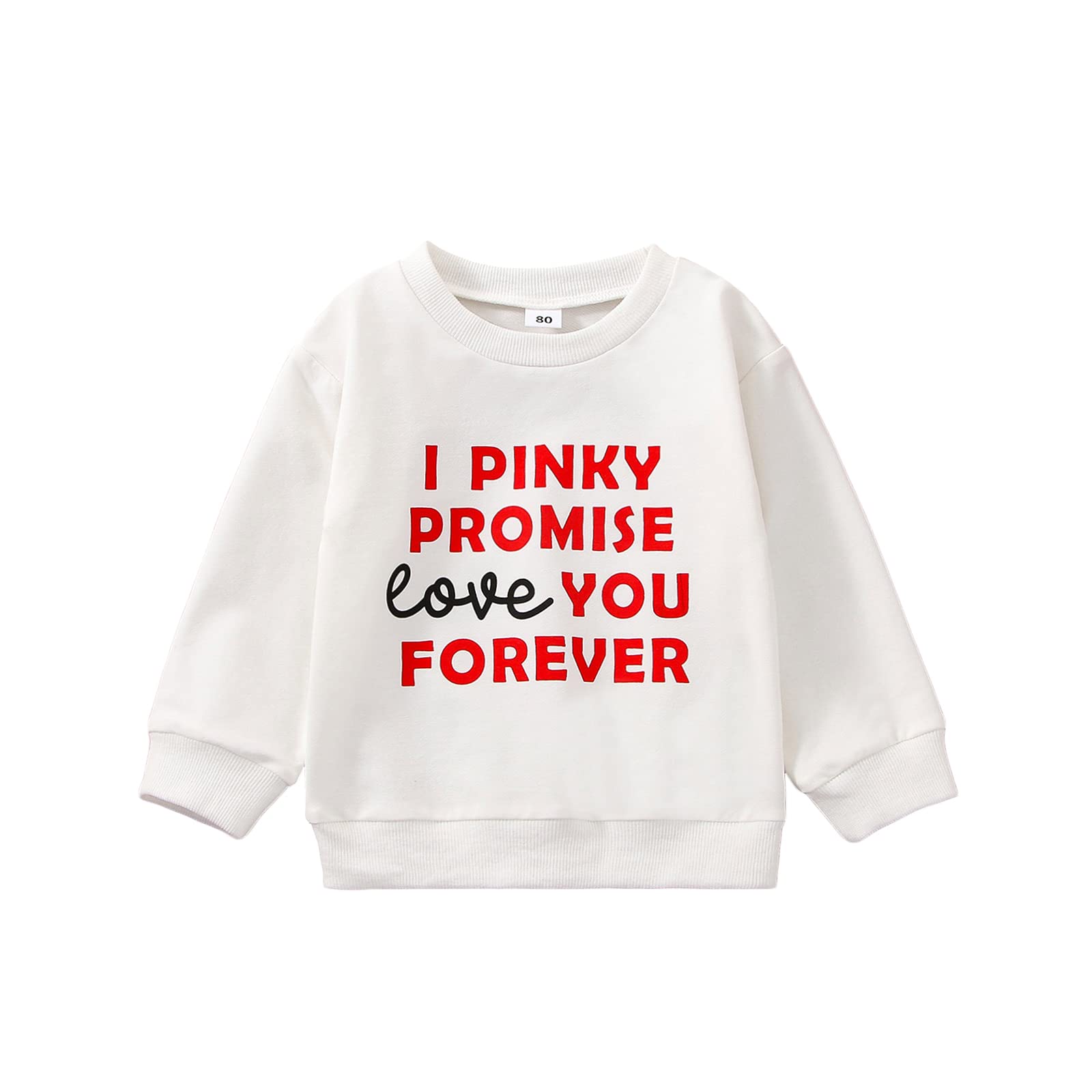 Yingisfitm Toddler Baby Girl Boy Crewneck Sweatshirt Long Sleeve Valentines Day Shirt Pullover Top Spring Clothes Outfit (White-