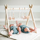 Wooden Baby Gym With 6 Gym Toys, Foldable Baby Play Gym, Natural Pine Wood Play Gym, Frame Activity Center Hanging Bar, Wooden P