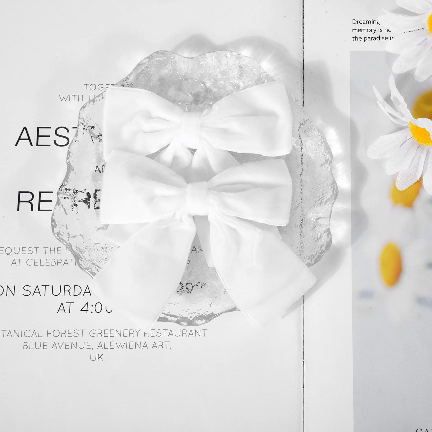 2Pcs Velvet Hair Bows White Hair Ribbon Clips 4' Big Fall Alligator Clips Hair Accessories For Women Girls Toddlers Kids Baby