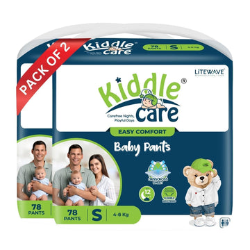 Kiddle Care Easy Comfort Diaper Pants | Small (S) Baby Size | 156 Pieces Twin Pack | 48 Kg | Ultra Soft Leak Protection Pants F
