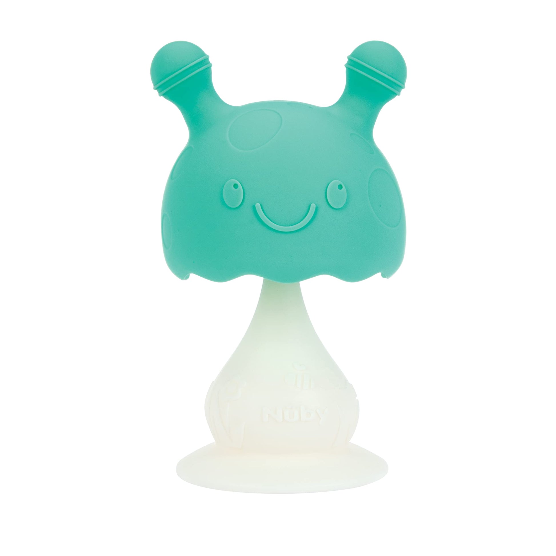 Nuby Super Soft Silicone Teether with Suction Base - Visually Stimulating and Easy to Grasp Toy for Baby Teething Relief - 3+ Mo