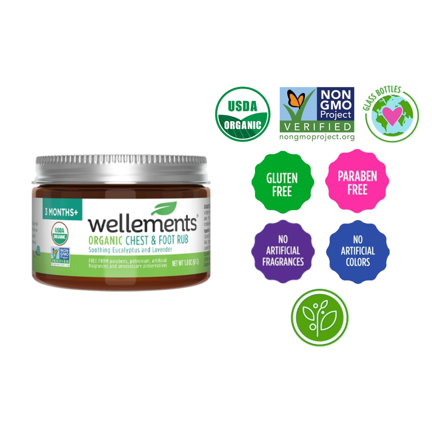 Wellements Organic Baby Chest and Foot Rub | Soothes and Comforts with Eucalyptus and Lavender | Certified Organic | Free From P