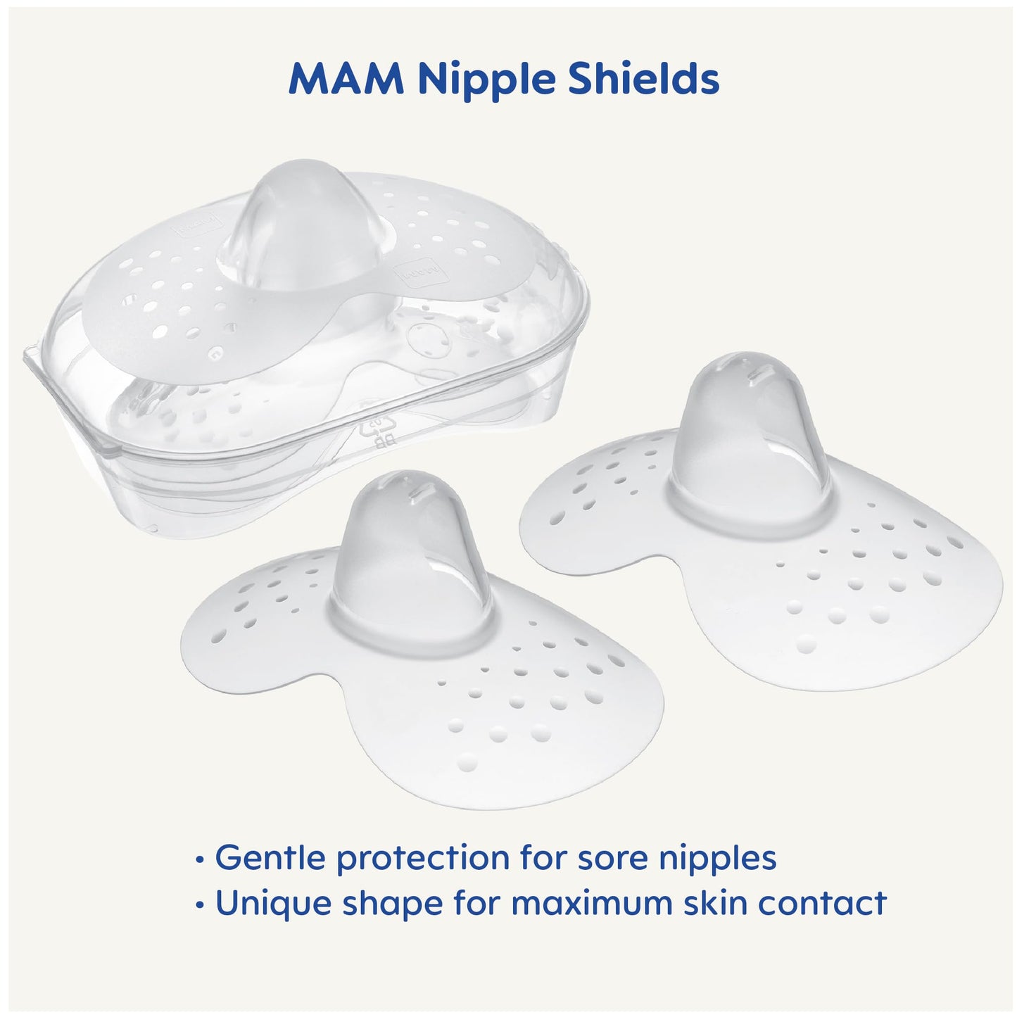 Mam Breastfeeding Nipple Shields With Sterilizing Storage Case, Nipple Shields For Nursing Newborn, Size 2 Medium, 2-Count, Clea
