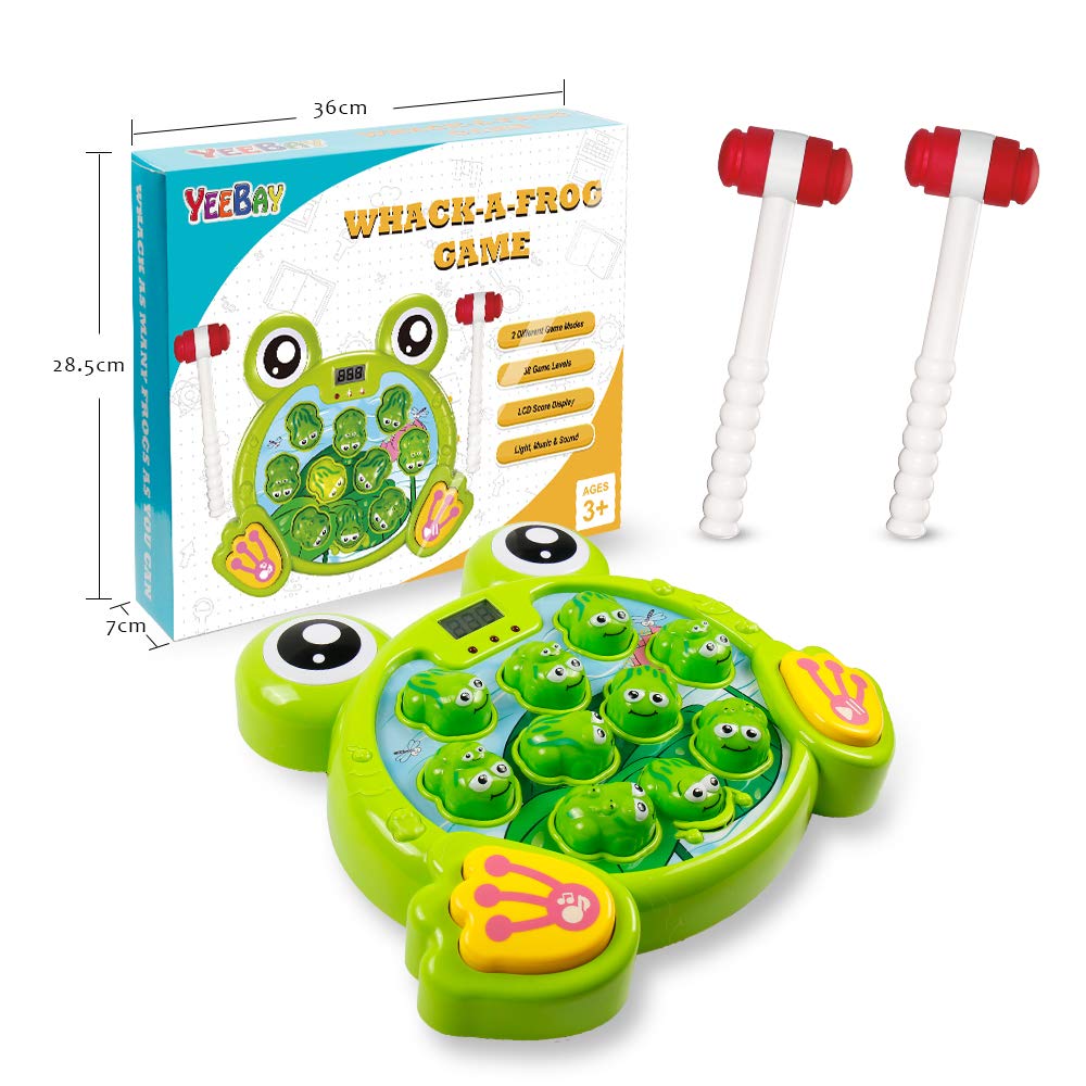 YEEBAY Whack A Frog Game with 2 Hammers, Toddler Early Developmental Learning Toy, Fun Birthday Gift for Kids Age 2+, Toys for 2