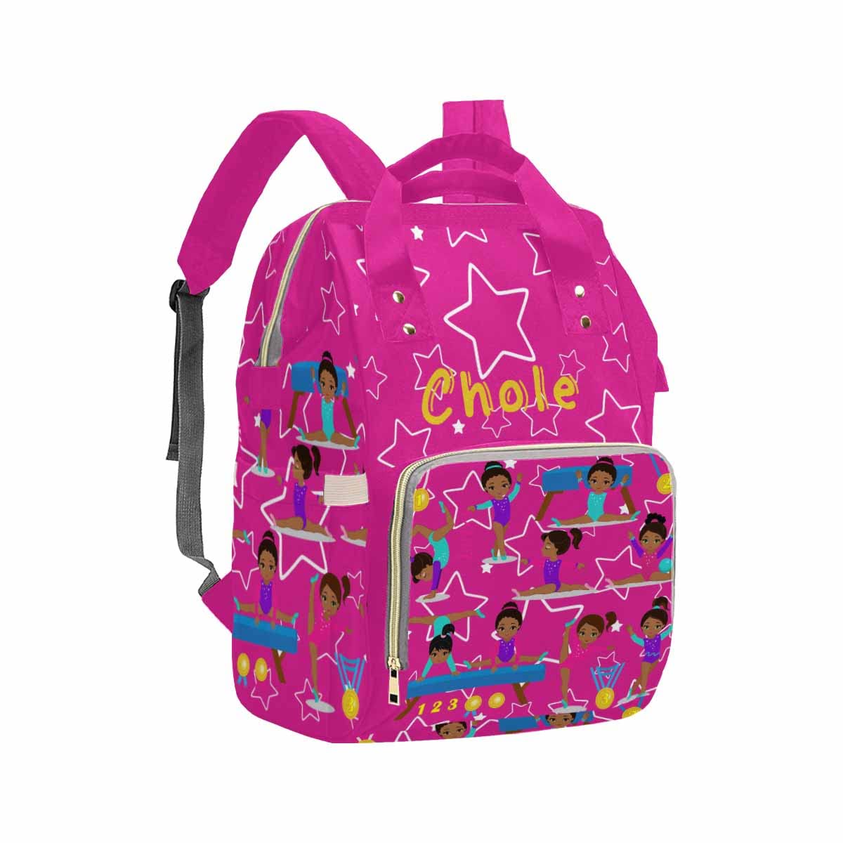 Artsadd Custom Diaper Bag With Thermal Pockets, Gymnast Star Travel Shoulder Bag Baby Backpack Customized Laptop Backpack With N