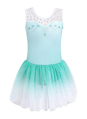 Eqsjiu Ballet Leotard With Tutu Skirt For Girls Green Shinny Stars Tutu Ballet Outfit For Girls 9-10 Years Children Costumes Bir
