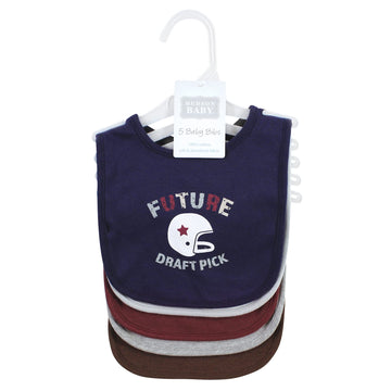 Hudson Baby Unisex Baby Cotton Bibs, Brown Football, One Size