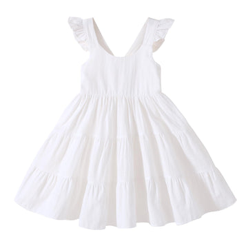 Younger Tree Toddler Baby Girl Dress Summer Outfits Flutter Sleeve Smocked Dress Kids Causal Boho Dresses Clothes (2-3T, Toddler