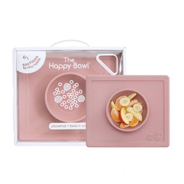Ezpz Happy Bowl - 24 Months + (Blush) - 100% Silicone Suction Bowl With Built-In Placemat - Dishwasher Safe