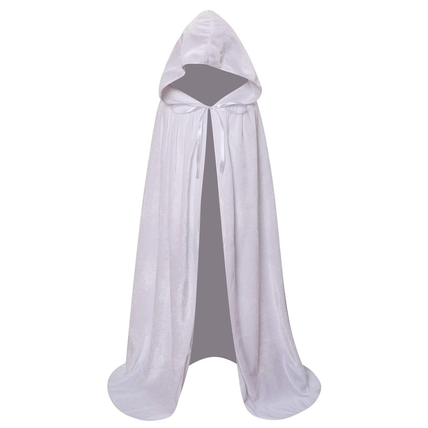 Makroyl Kids Velvet Cloak Cape With Hooded For Halloween Christmas Cosplay Costumes (M, White)