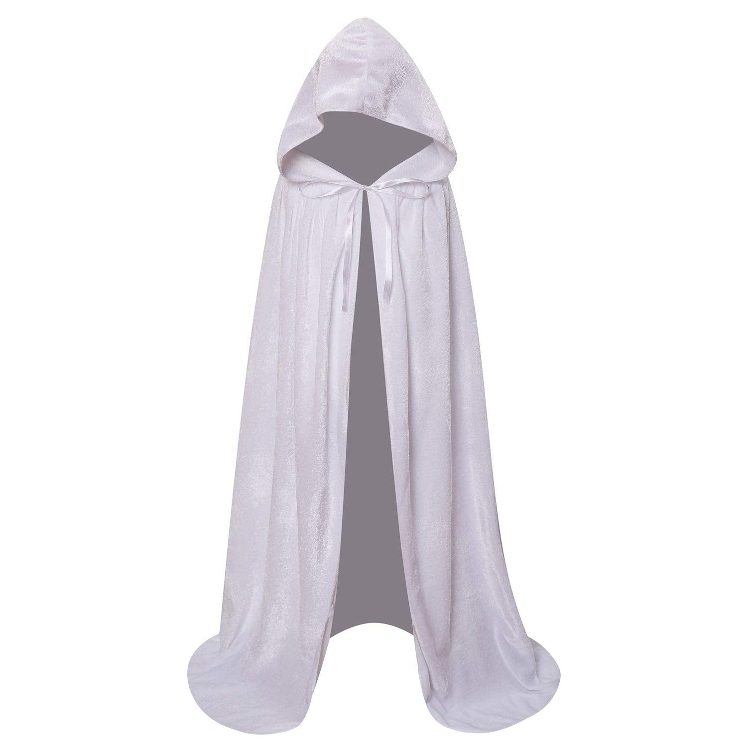 Makroyl Kids Velvet Cloak Cape With Hooded For Halloween Christmas Cosplay Costumes (M, White)