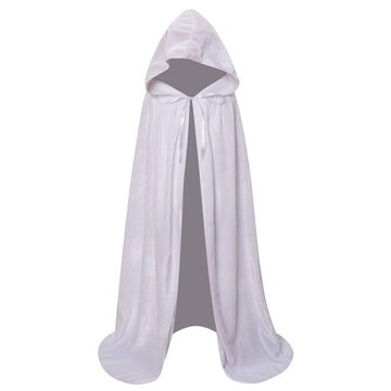 Makroyl Kids Velvet Cloak Cape With Hooded For Halloween Christmas Cosplay Costumes (M, White)