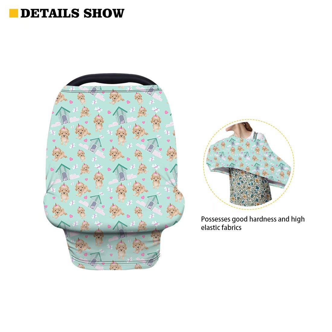 Afpanqz Floral Dachshunds Baby Car Seat Cover Canopy And Nursing Cover Infant Car Canopy Spring Autumn Winter Snug Warm Breathab