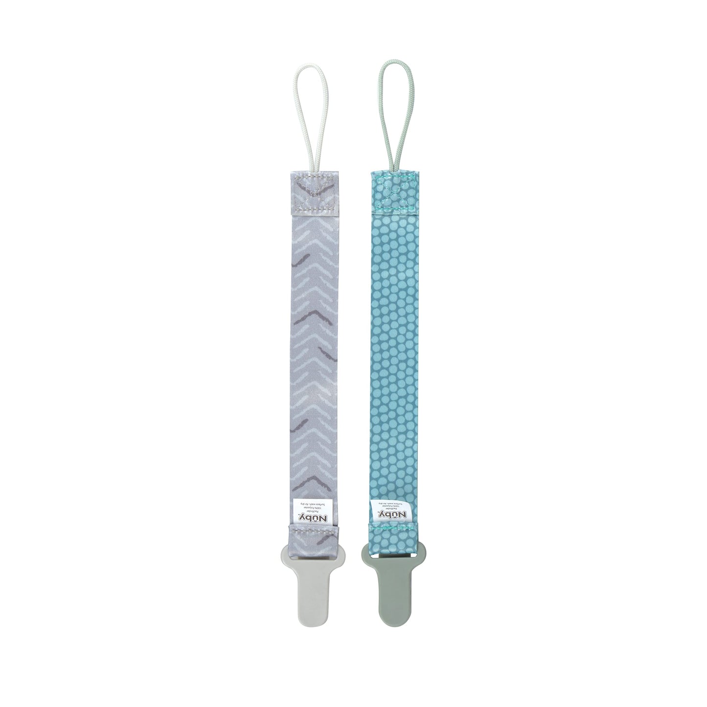 Nuby Pacifinder Baby Pacifier Clip - (2-Pack) - Pacifier Holder Clip With Convenient Hook Loop - Green Dots And Gray Arrows