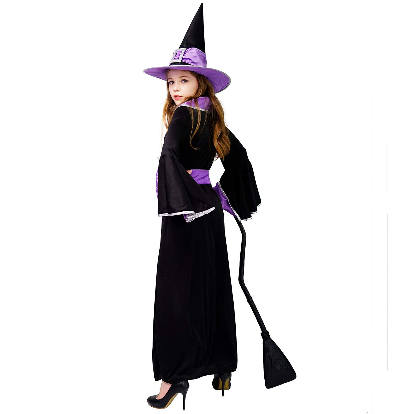 Dsplay Girl'S The Glamour Witch Dress Halloween Costumes (7-9Y, Purple)