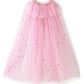 Little Girl Cape Cloak Dresses Coat Matching Princess Wedding Birthday Party Halloween Star Sequins Summer Cape Cloaks Costumes