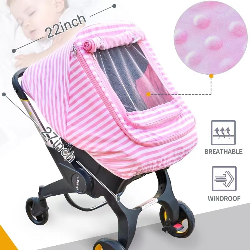 Car Seat Covers For Babies,Baby Car Seat Cover For Boys Girls, Windproof Infant Carseat Cover,Kick-Proof Car Seat Canopy With Br