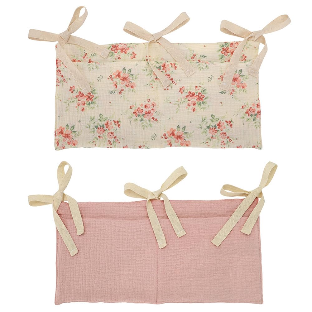 Eforcase 2PCS Baby Crib Organizer Cot Caddy Bed Storage Bag Hanging Pocket Diaper Nursery Organizer Bed Hanging Organizer Bag