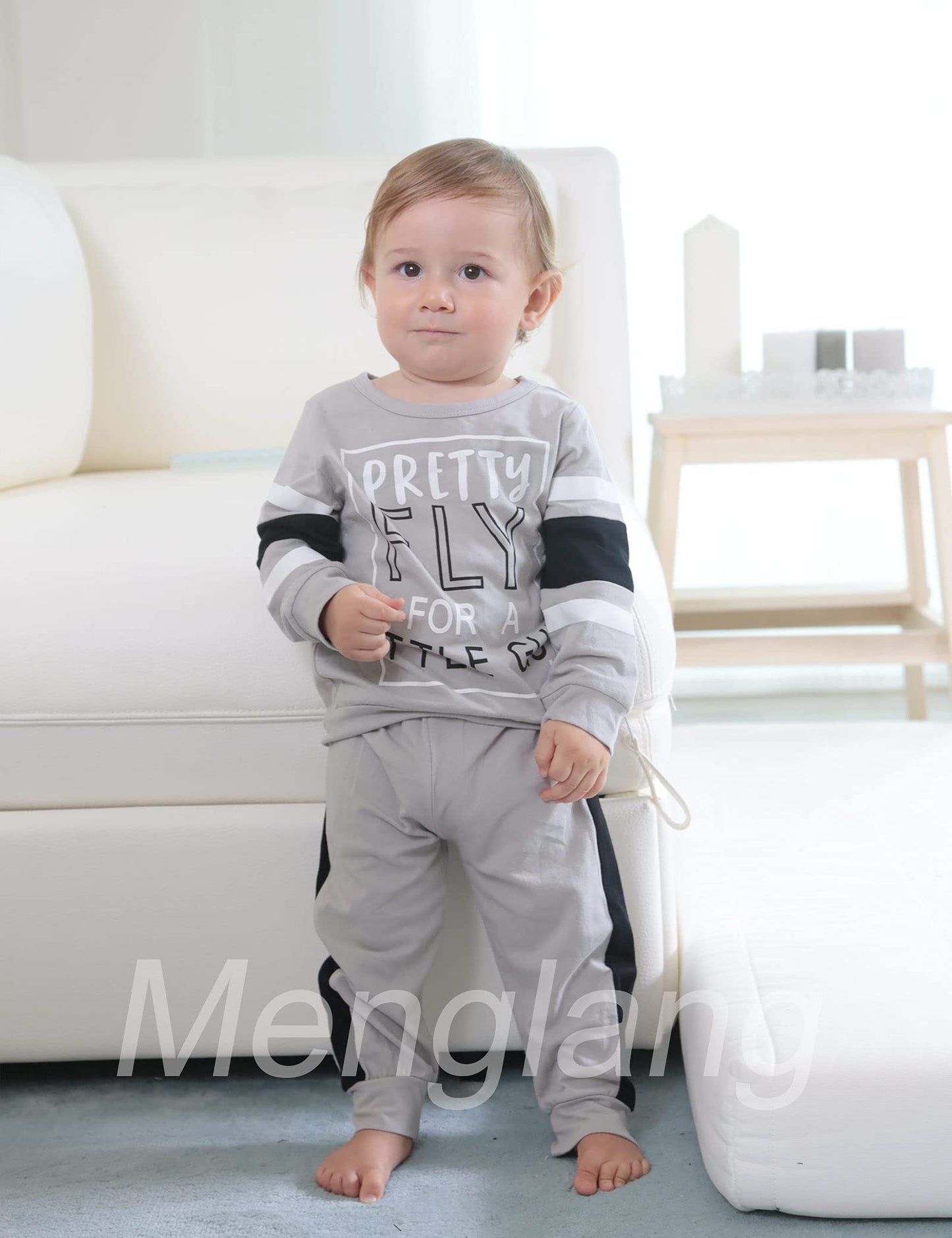 Menglang Toddler Boy Clothes Long Sleeve Pullover Sweatshirt Top Jogger Pant Set 2 Piece Outfit 2T 3T Boy Clothes