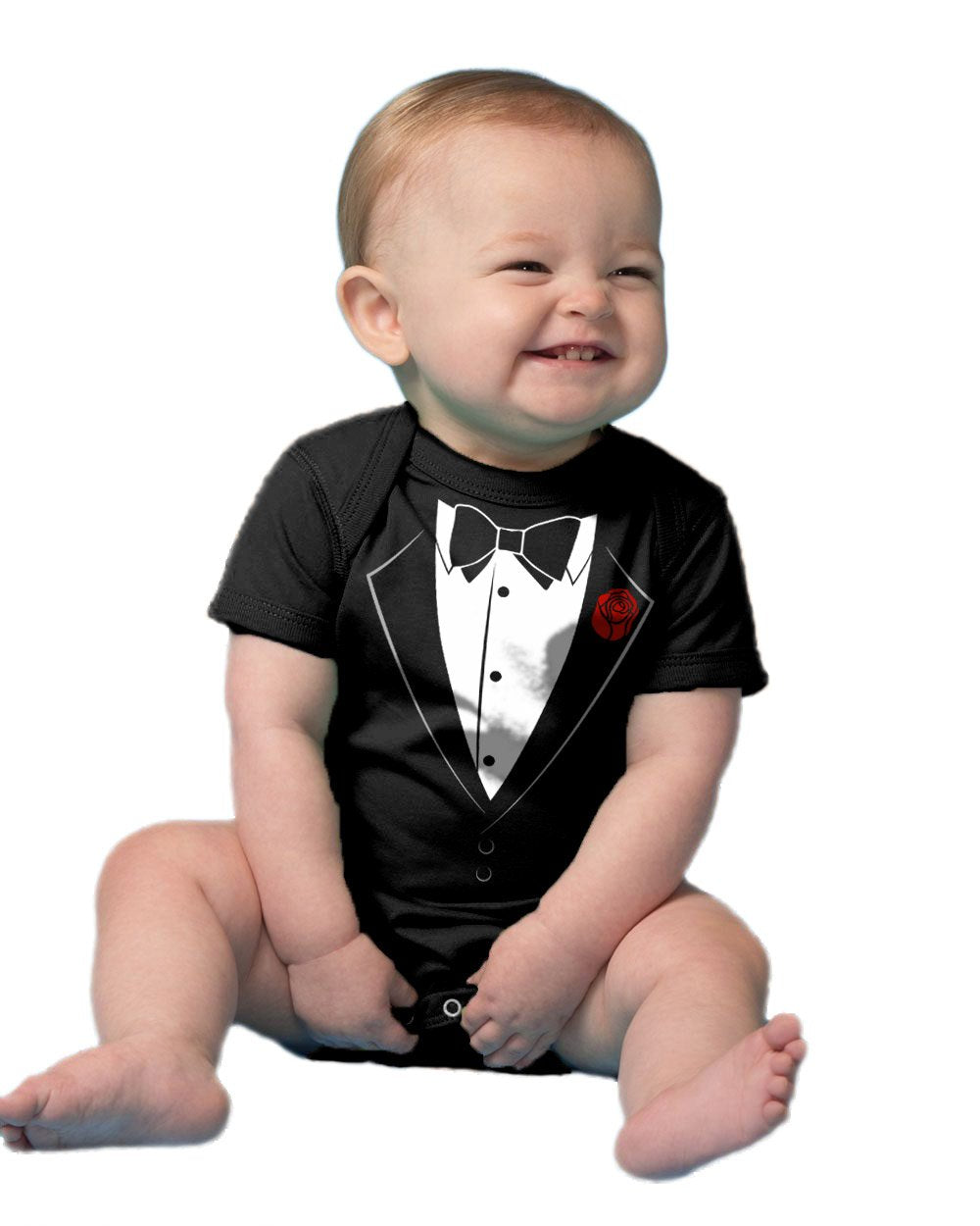Ann Arbor T-Shirt Co. Unisex Baby Tuxedo Funny Infant Humor One Piece -Newborn Black