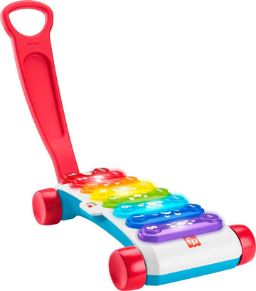 Fisher-Price Baby Learning Toy Giant Light-Up Xylophone, Pull-Along Pretend Musical Instrument for Developmental Play Toddlers A