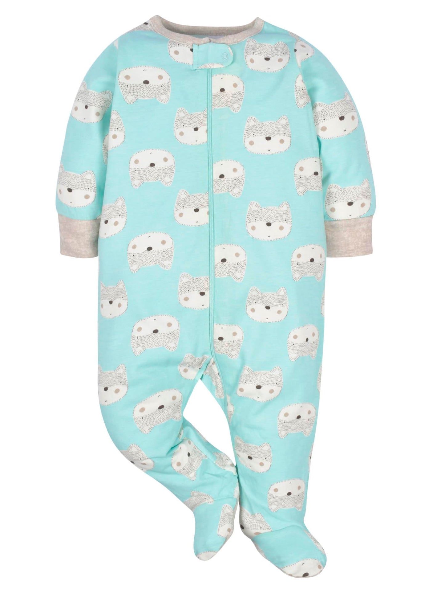 Gerber Baby Boys' 4 Pack Sleep 'N Play Footie, Aqua Fox, 0-3 Months