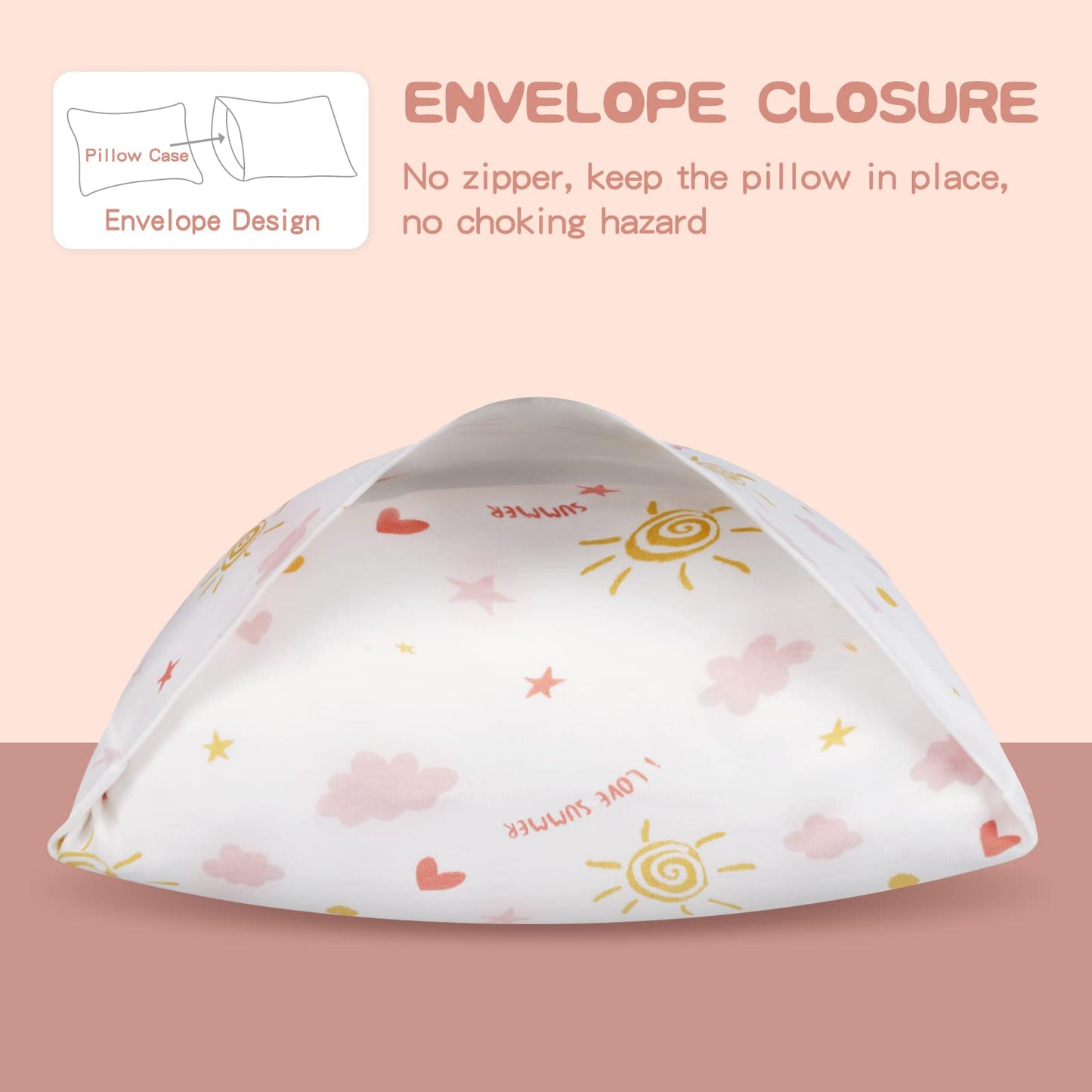 Zenssia Organic Cotton Toddler Pillowcases Pack Of 2, 13X18 Inches Travel Pillowcase With Envelope Closure, Soft & Breathable Ba
