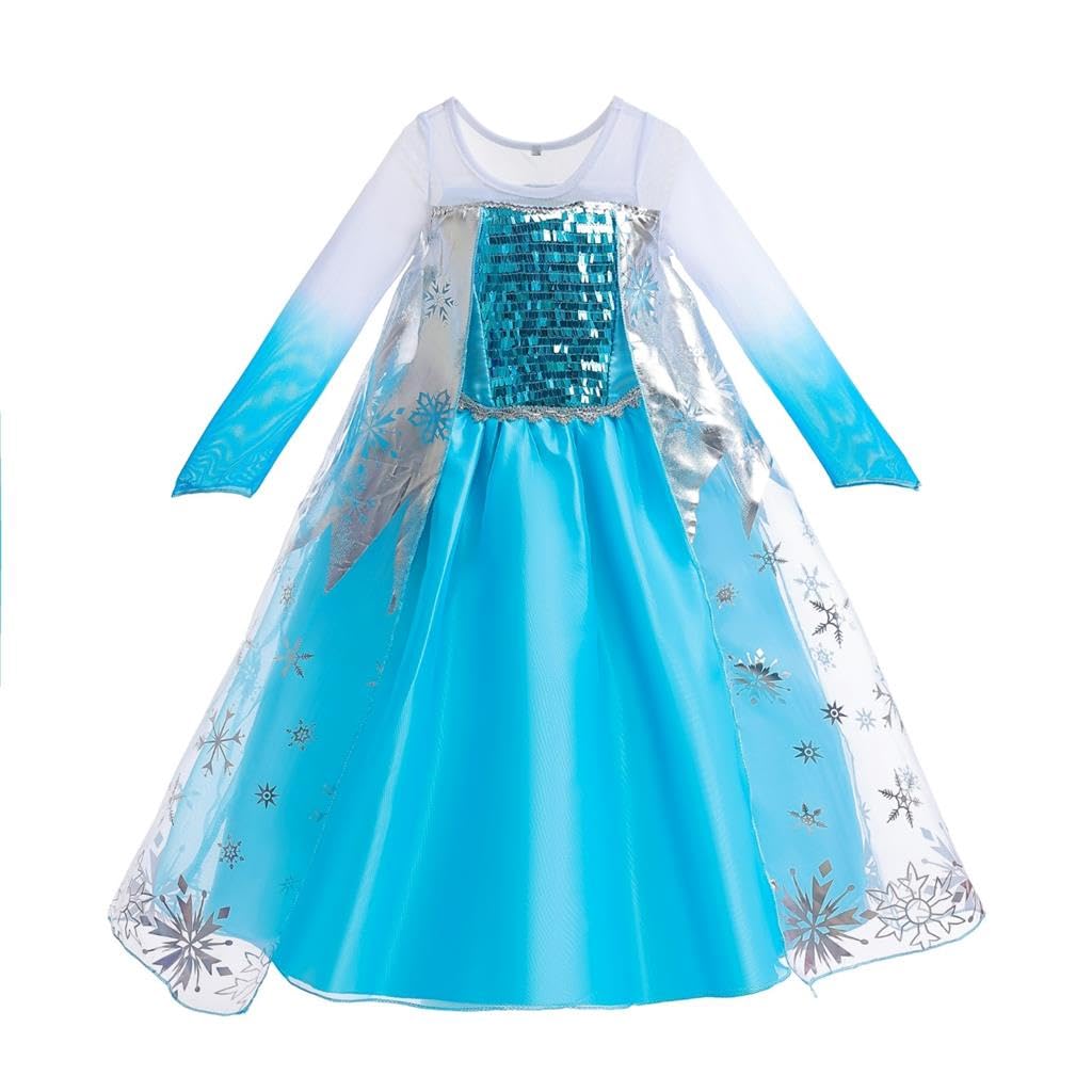 Dressy Daisy Girls' Ice Princess Dress Costume Birthday Halloween Christmas Fancy Party Dresses With Cape Size 8 Style B