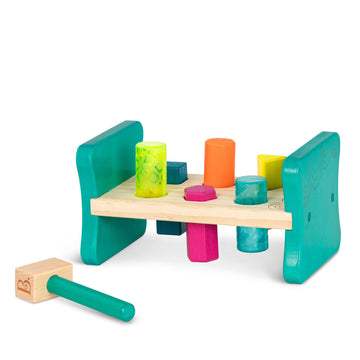 B. toys - Wooden Shape Sorter - Pounding Bench For Shape Sorting - 6 Pegs & Toy Hammer - Classic Toys For Toddlers, Kids - 2 Yea