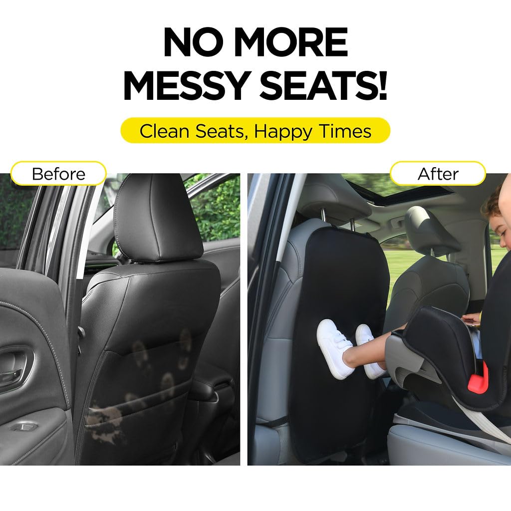 lebogner Back Seat Cover for Kids, 2 Pack X-Large Waterproof Kick Mats Backseat Protector, Durable Car Seat Back Protectors for