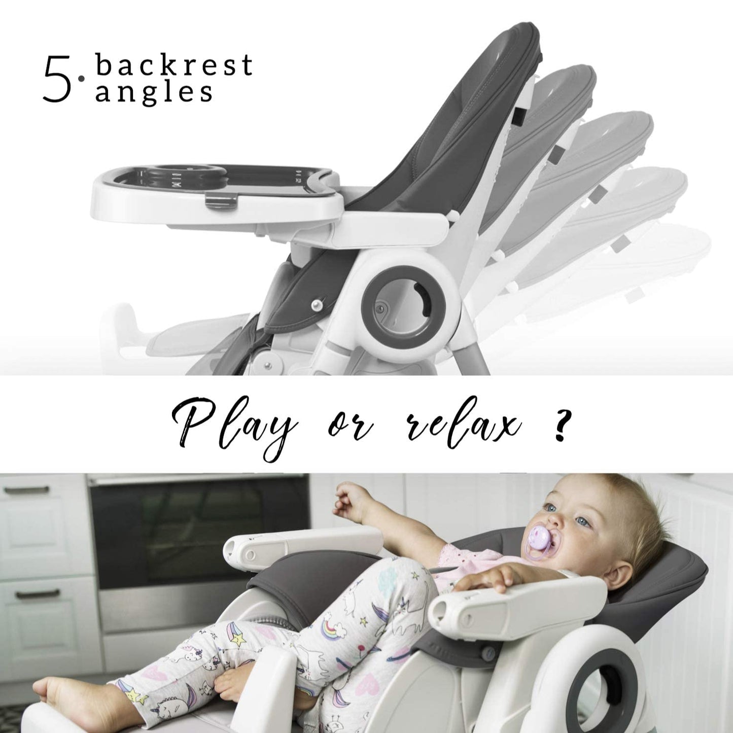 Sweety Fox Baby High Chair Adjustable To 7 Different Heights - Darkgrey Baby Chair - Silla Para Comer De Bebe - Foldable High Ch