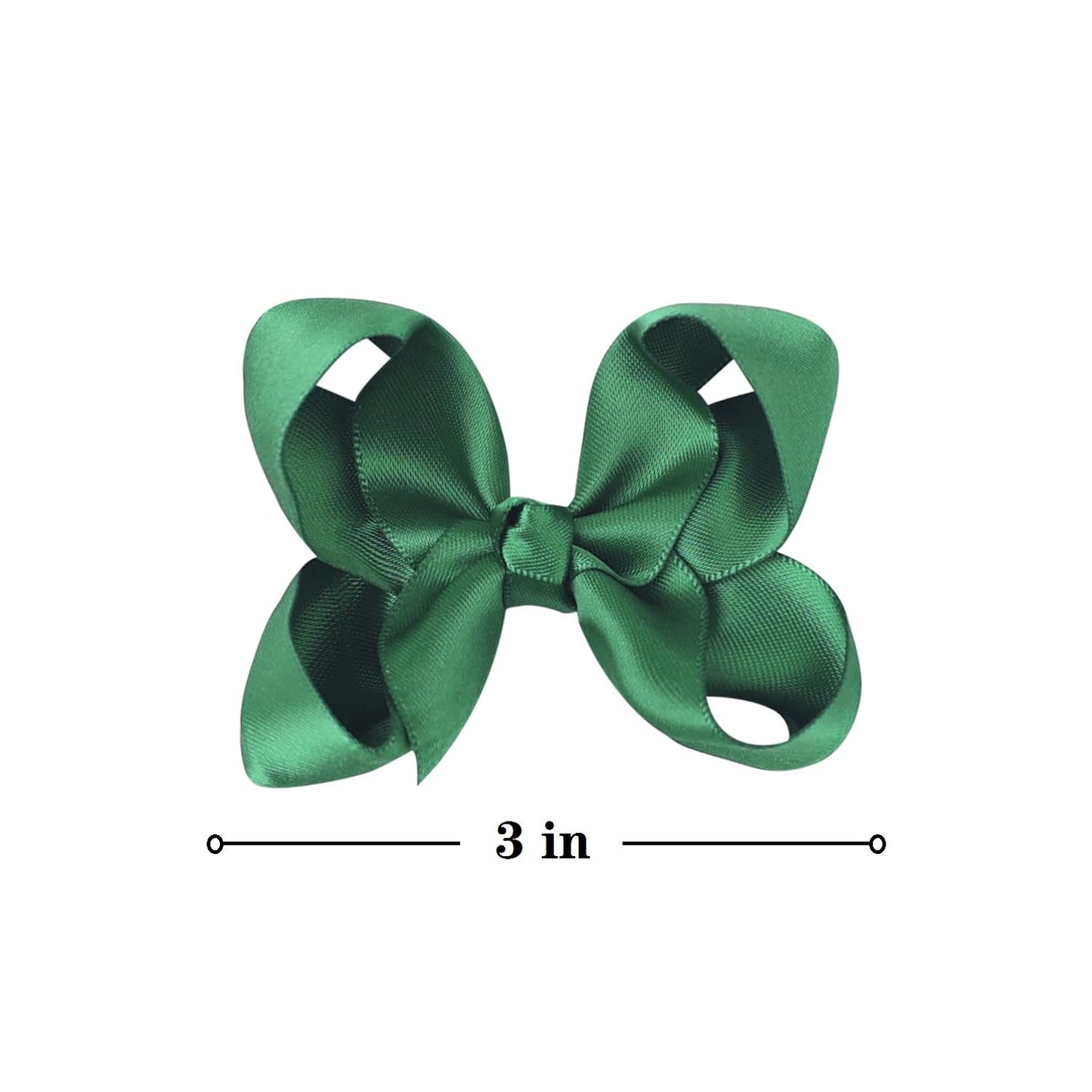 3 Inch Satin Bow For Little Girls - 2 Pcs (Green)