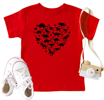 Kids Toddler Baby Girls Boys Valentine'S Day T-Shirt Short Sleeve Love Heart Dinosaur Cotton Tops(Red Heart Dinosaur,4T