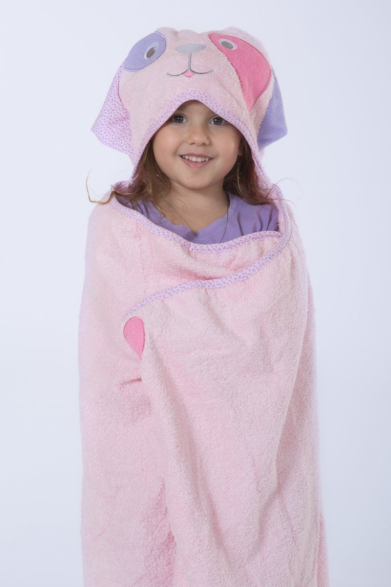 Pink Dog - Hooded Towel 100% Cotton One Of A Kind Extra Large 54X30 Inc.Toddler/Child Animal Character Towel With Paws And A Tai