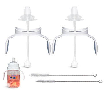 Sippy Cup Conversion Kit For Philips Avent Anti-Colic Baby Bottles 2-Count, Soft Food Grade Silicone Spout Nipples, Weighted Str