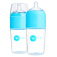 Popyum 9 Oz Blue Anti-Colic Formula Making/Mixing/Dispenser Baby Bottles, 2-Pack With #2 Medium Flow Nipples, 260 Ml, Bpa-Free,