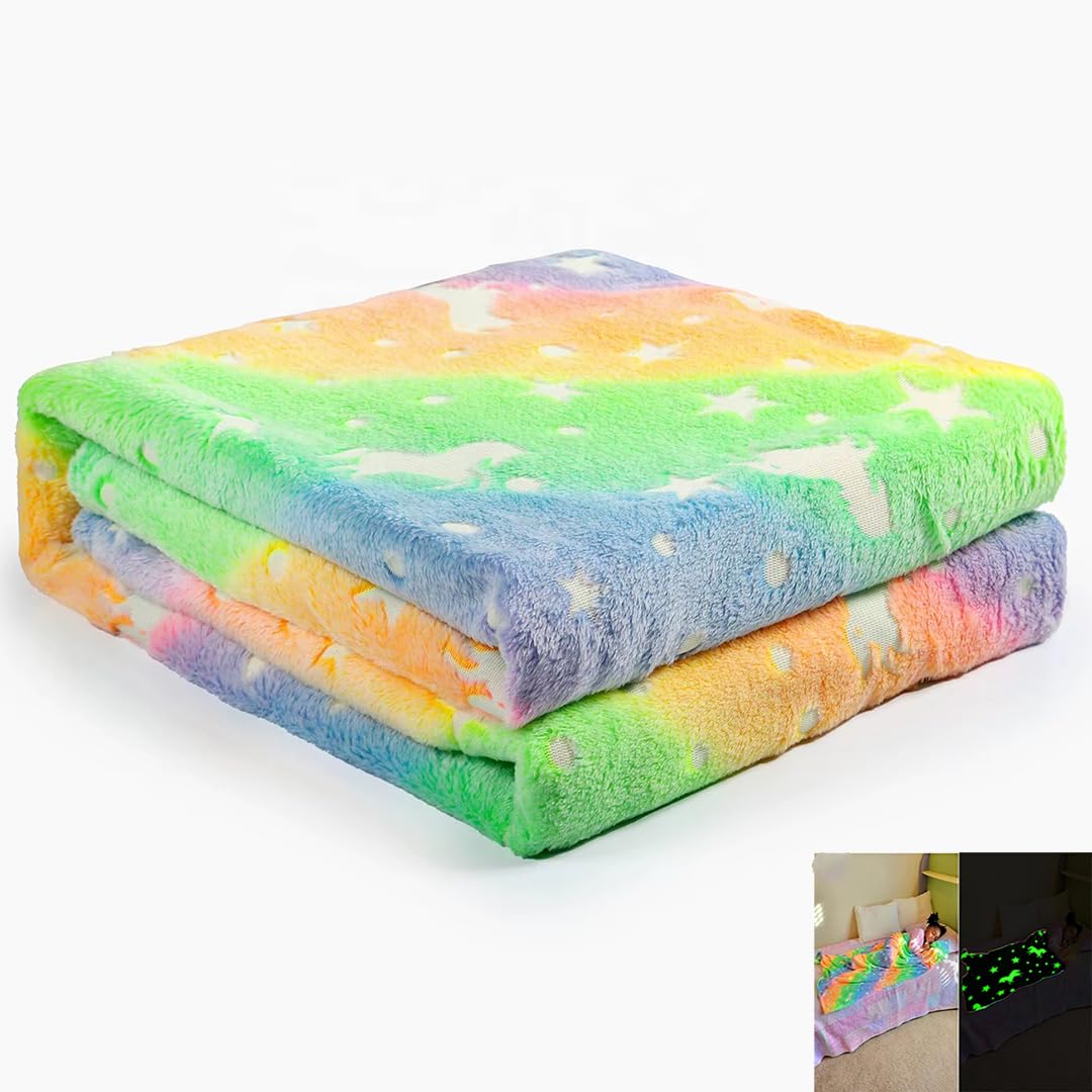 Mom Care Glow In The Dark Baby Blanket (44 X 39 In / 110 X 100 Cm)  UltraSoft Flannel Fleece, Luminous Stars, AllSeason Ac Th