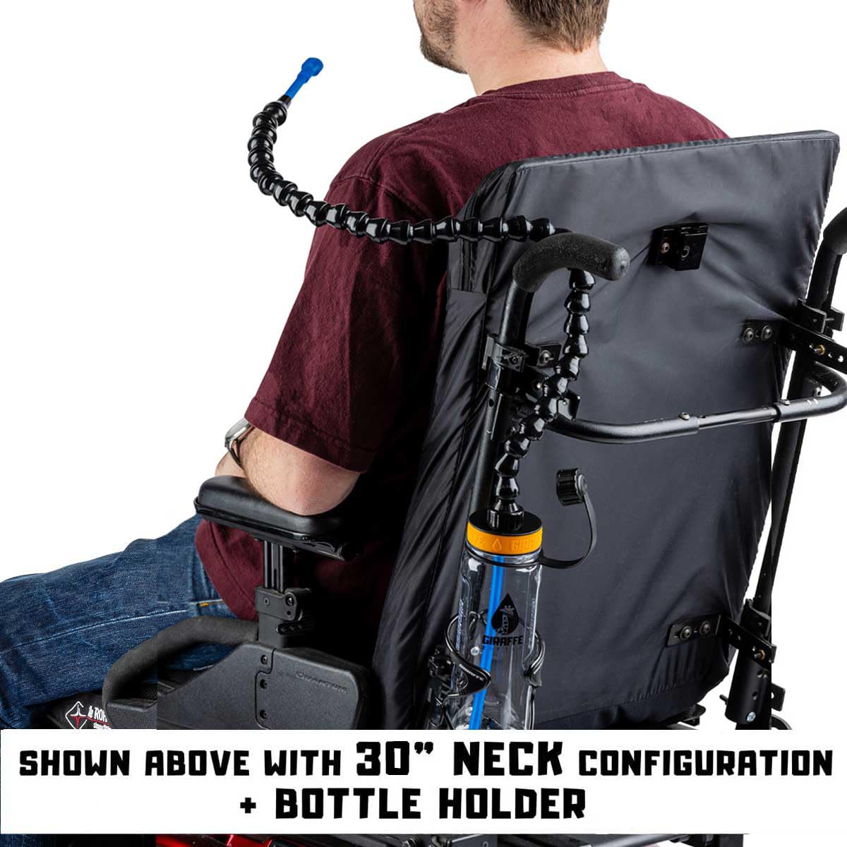 Giraffe Bottle Tower Xl Hands Free Drinking System, Clear Tritan Bottle, With Round Tube Mounted Bottle Holder (Length 15 In / 3