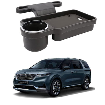 Oshotto (FT04) Foldable Car Auto Headrest Rear Back Seat Table Drink Food Cup Tray Holder Compatible with Kia Carnival  Black
