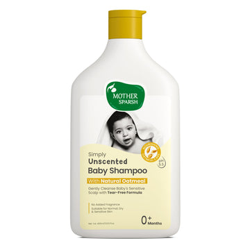 Mother Sparsh Simply Unscented Baby Shampoo With Natural Oatmeal- 400Ml | Fragrance Free Shampoo For Babies | Tear Free Baby Sha