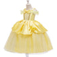 Fmyfwy Girls Belle Princess Fancy Dress Beauty And Beast Outfits Halloween Christmas Wedding Birthday Gown W/Accessories,Yellow